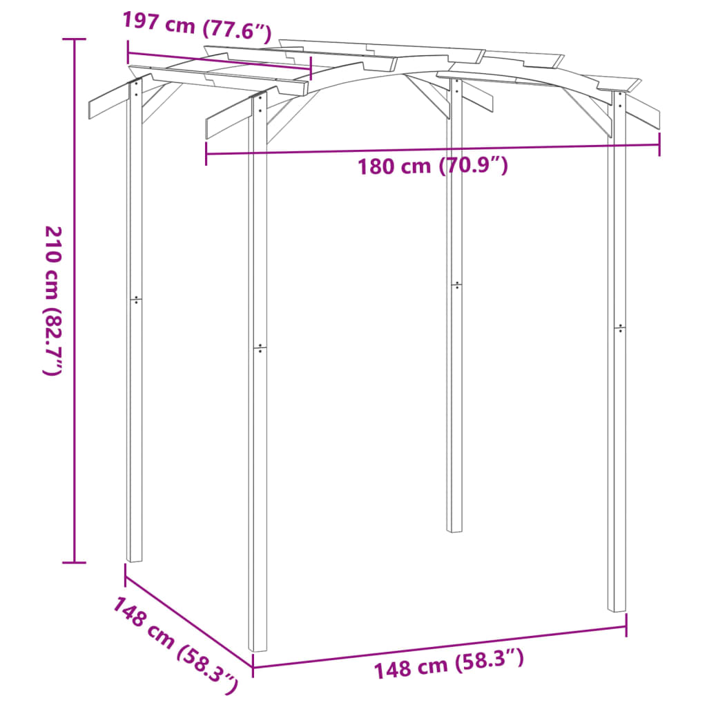 Zahradní Pergola Impregnovaná Borovice 180 X 197 X 210 Cm