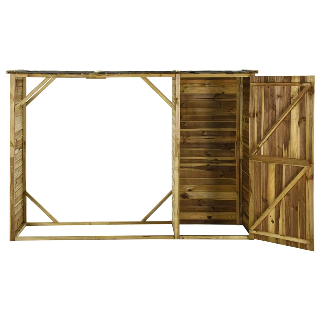 Zahradní Kůlna Na Dříví A Nářadí Borovice 253 X 80 X 170 Cm