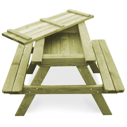 Dětský Piknikový Stůl A Lavice 90X90X58Cm Impregnovaná Borovice
