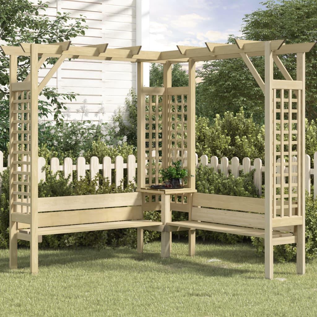 Rohová Pergola S Lavicí Impregnovaná Borovice