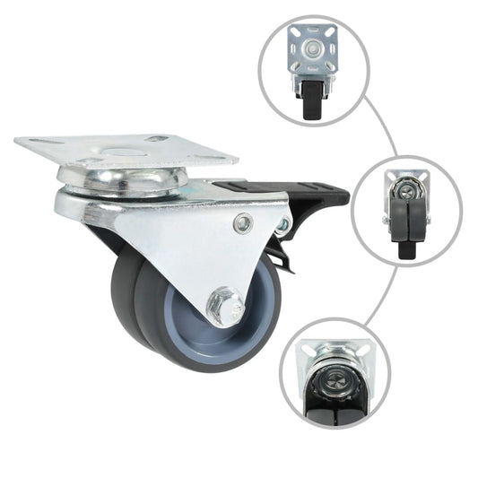 Dvojitá Otočná Kolečka S Dvojitou Brzdou 4 Ks 50 Mm