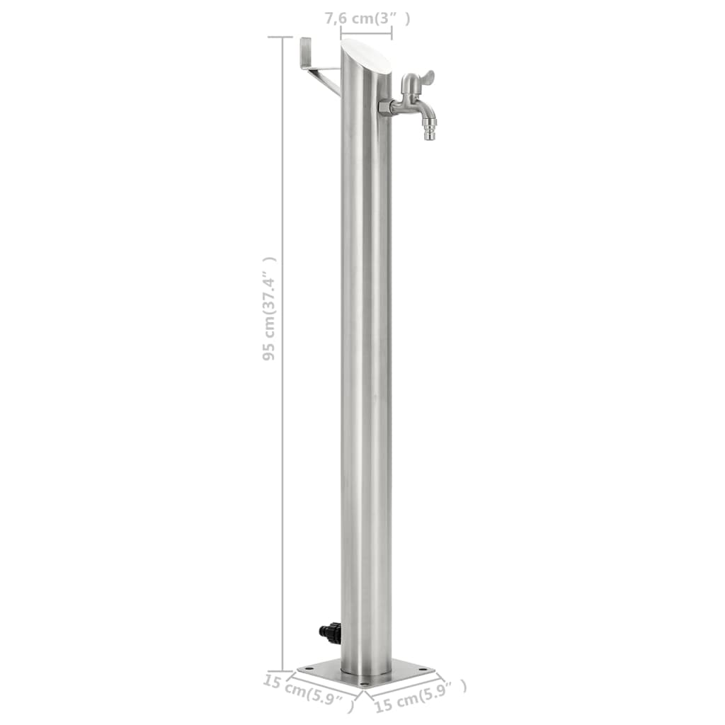 Zahradní Sloupek Na Vodu Nerezová Ocel Kulatý 95 Cm