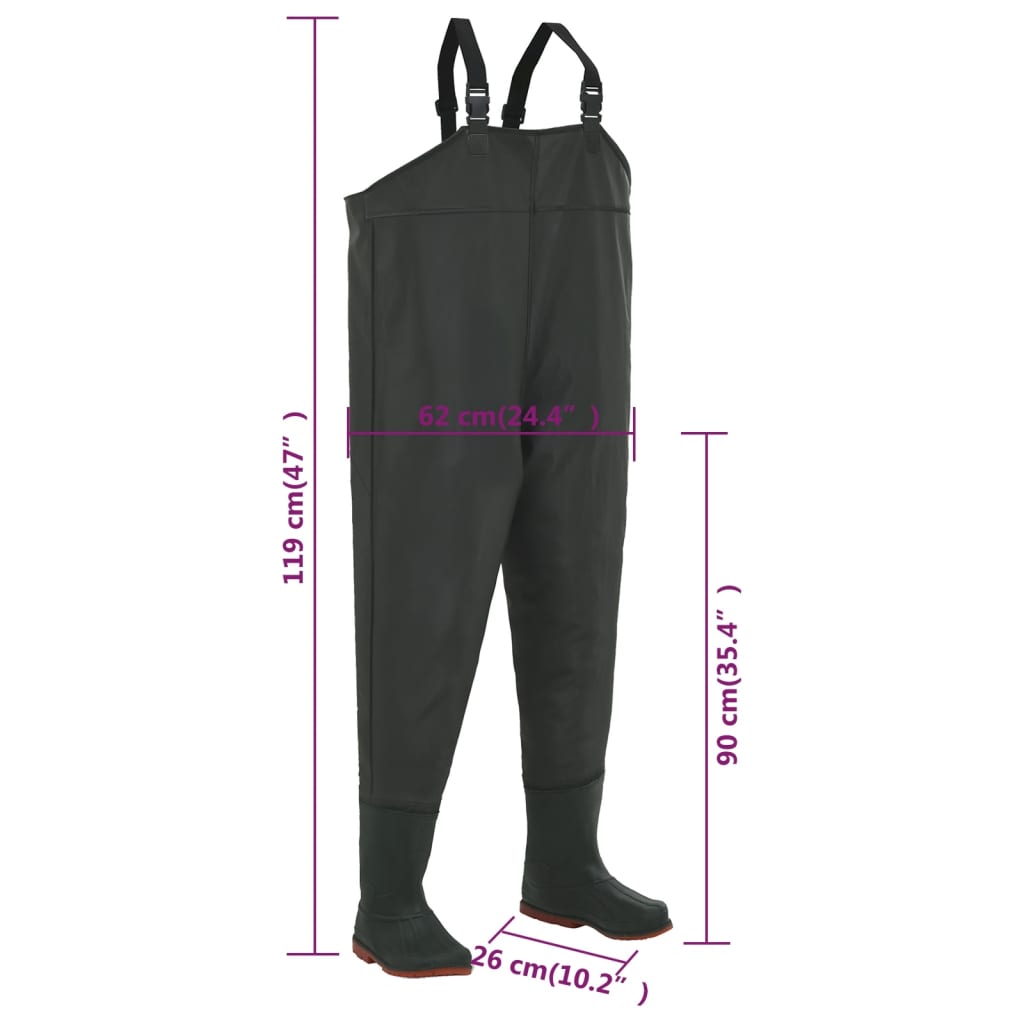 Brodící Kalhoty S Holínkami Zelené Velikost 40