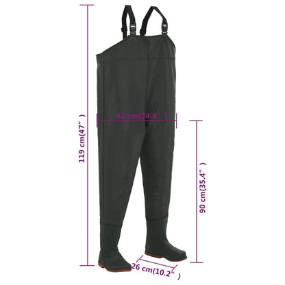 Brodící Kalhoty S Holínkami Zelené Velikost 40