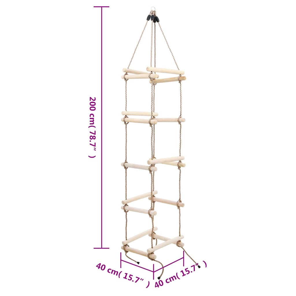 Dětský Provazový Žebřík 200 Cm Dřevo