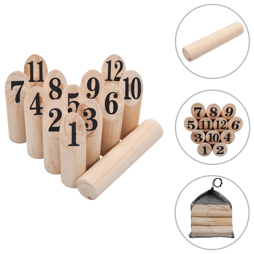 Kubb S Čísly Herní Set Dřevěný