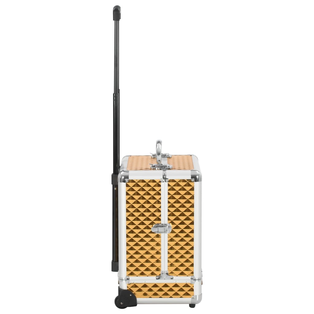 Kosmetický Kufřík Na Kolečkách 35 X 29 X 45 Cm Zlatý Hliník