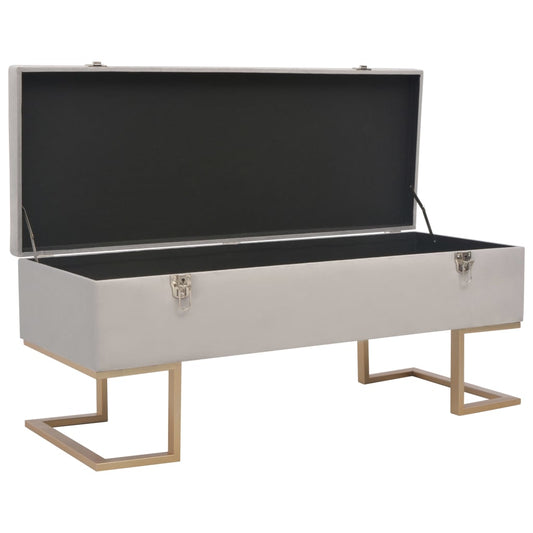 Lavice S Úložným Prostorem 105 Cm Šedá Samet