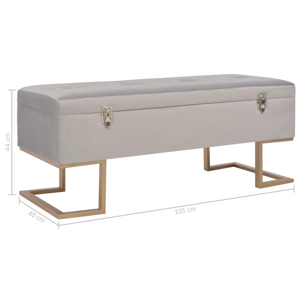 Lavice S Úložným Prostorem 105 Cm Šedá Samet
