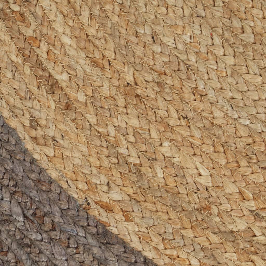 Ručně Vyrobený Koberec Z Juty S Šedým Okrajem