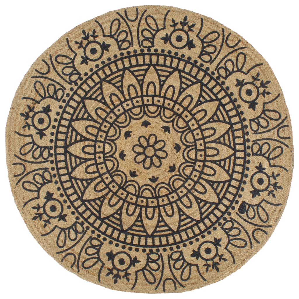 Ručně Vyrobený Koberec Z Juty S Bílým Potiskem