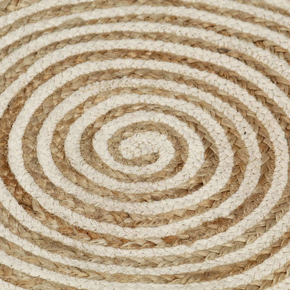Ručně Vyrobený Koberec Z Juty Spirálový Design Bílý