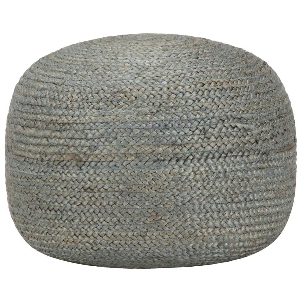 Ručně Vyrobený Sedací Puf Světle Šedý 45 X 30 Cm Juta