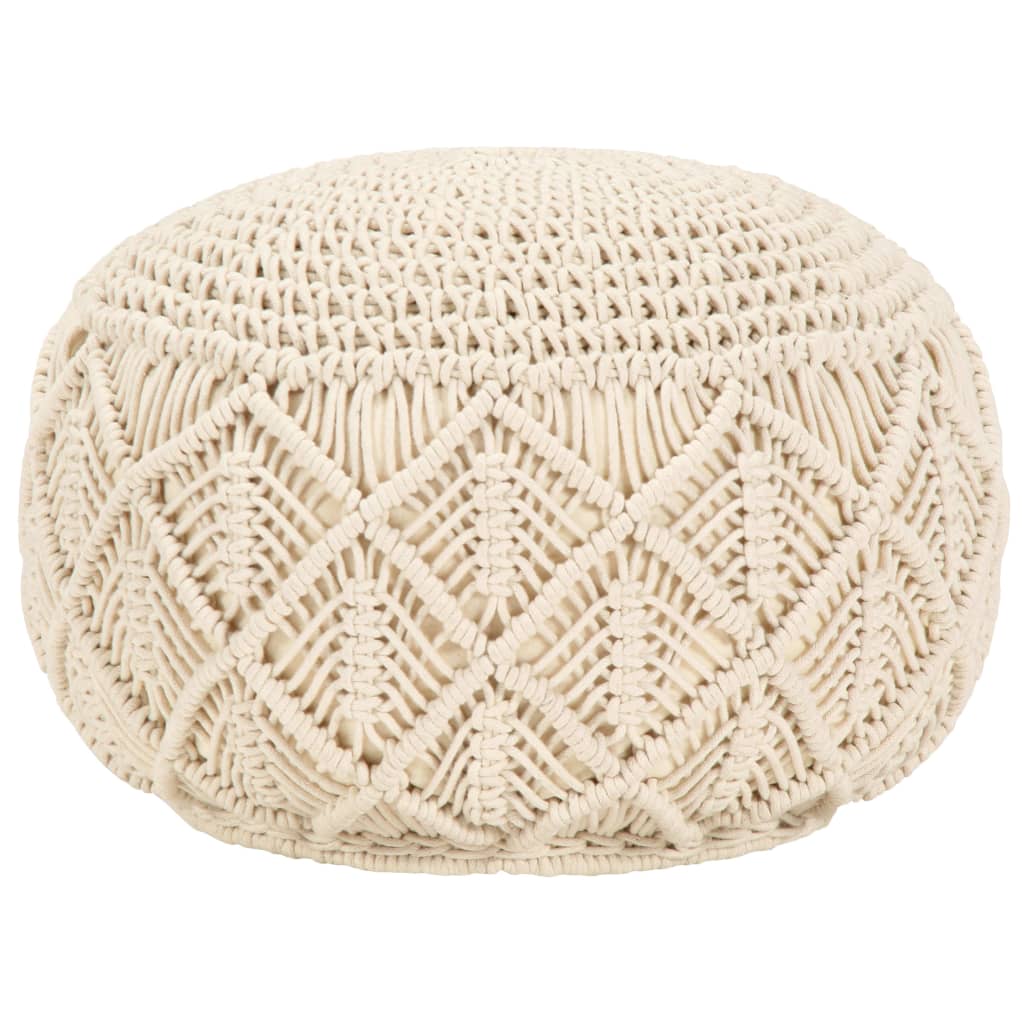 Ručně Vyrobený Sedací Puf Macrame 45 X 30 Cm Bavlna
