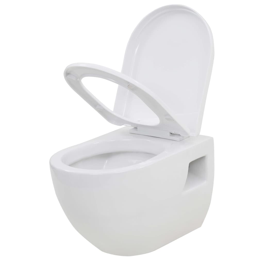Závěsná toaleta s podomítkovou nádržkou bílá keramická