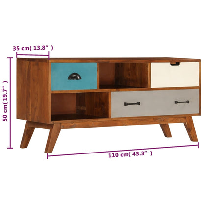 Tv Stolek Se 3 Zásuvkami 110 X 35 X 50 Cm Masivní Akácie