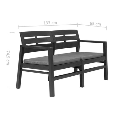 2Místná Zahradní Lavice S Poduškami 133 Cm Plast
