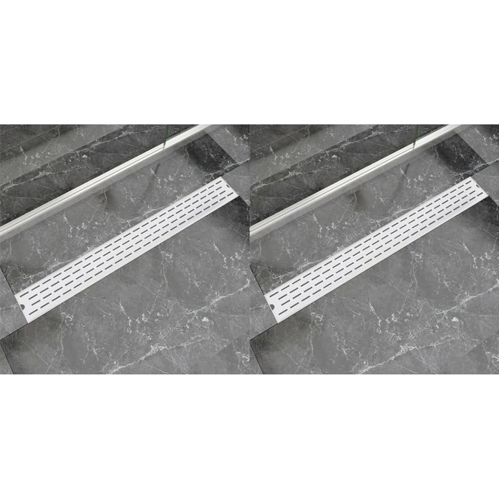 Rovný Sprchový Odtokový Žlab 2 Ks Linky 930X140Mm Nerezová Ocel