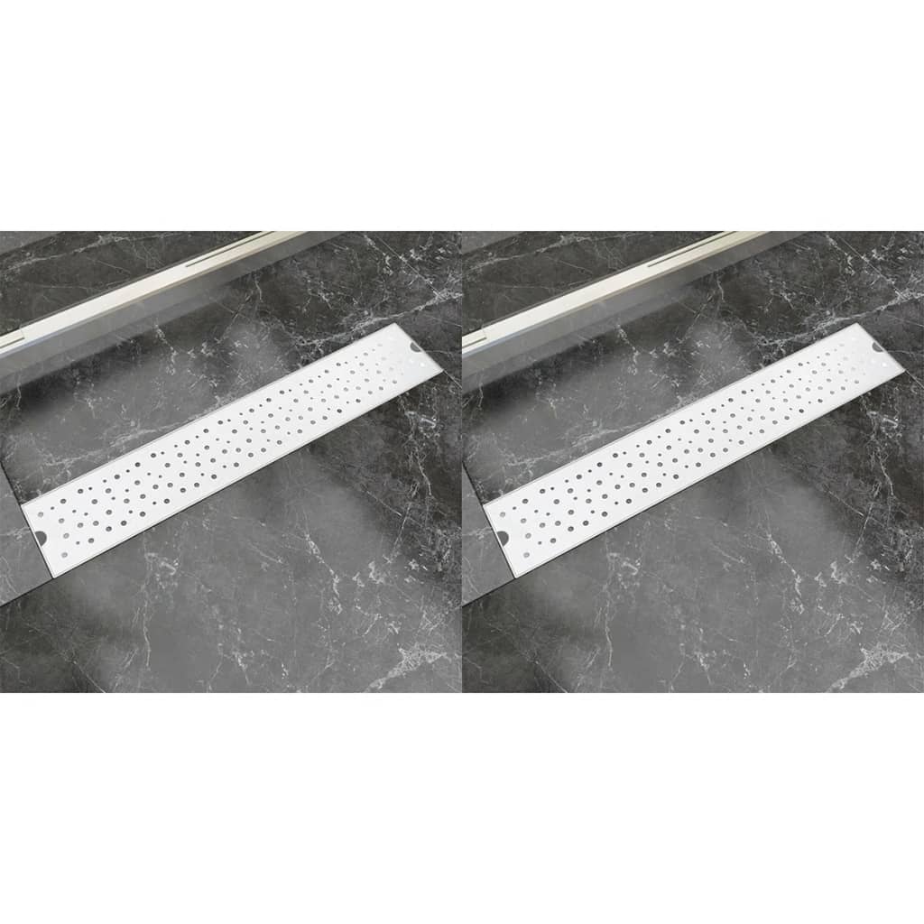 Rovný Sprchový Odtokový Žlab 2Ks Bubble 730X140Mm Nerezová Ocel