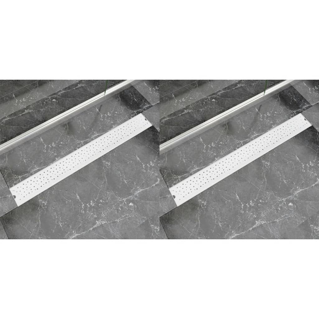 Rovný Sprchový Odtokový Žlab 2Ks Bubble 730X140Mm Nerezová Ocel