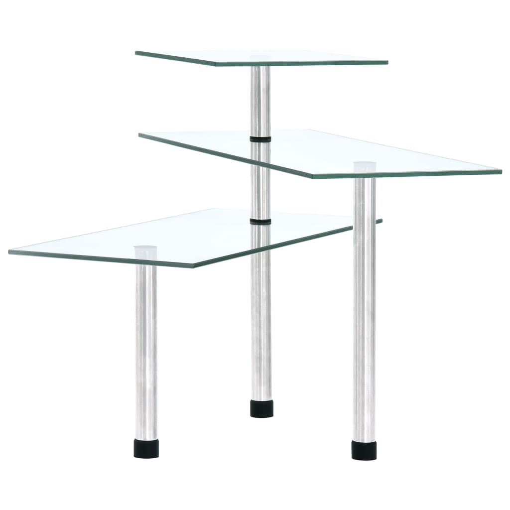 3Patrová Rohová Kuchyňská Police Tvrzené Sklo