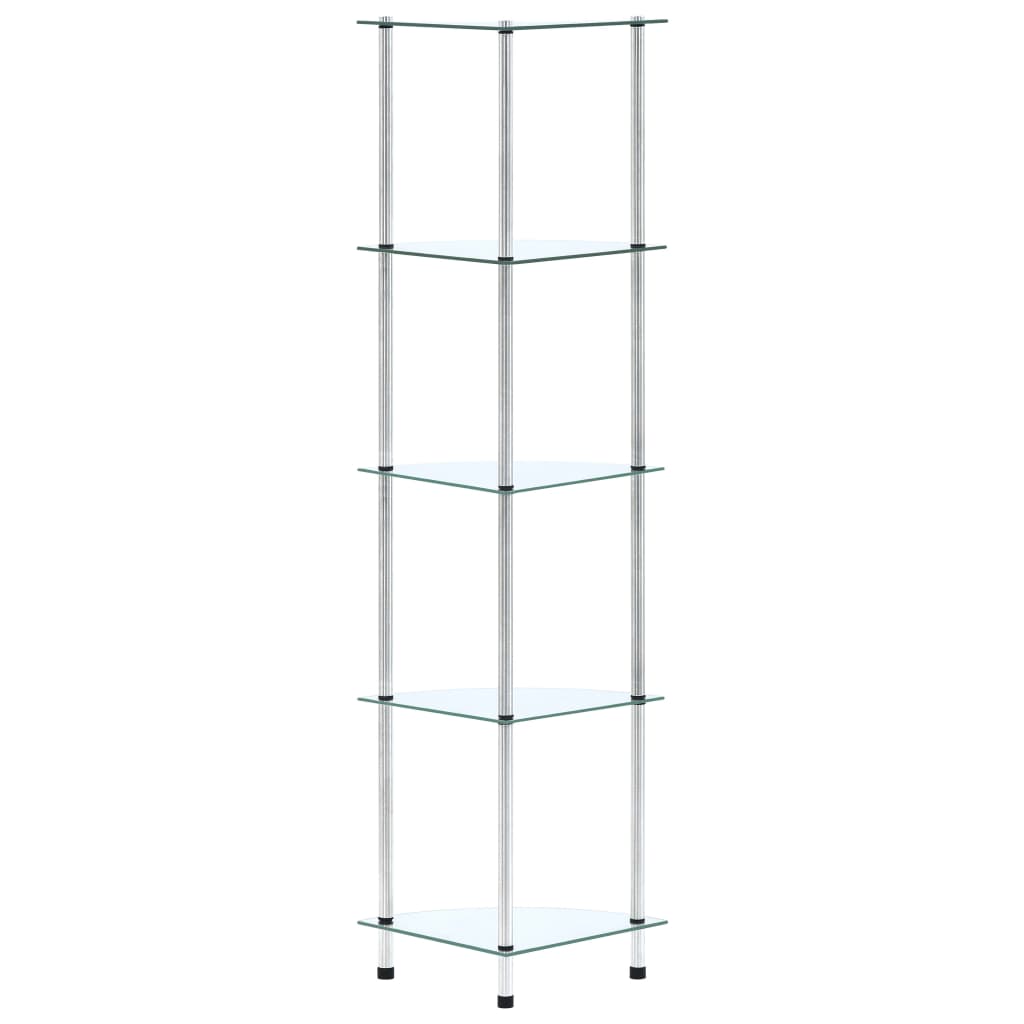 5Patrová Police Průhledná 30 × 30 × 130 Cm Tvrzené Sklo