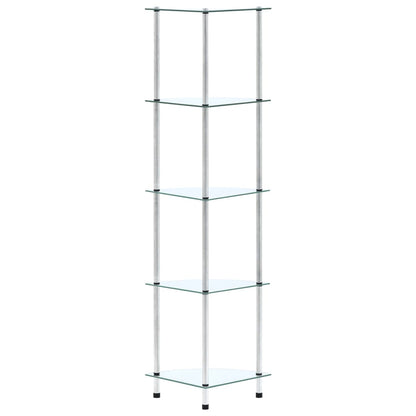 5Patrová Police Průhledná 30 × 30 × 130 Cm Tvrzené Sklo