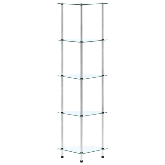 5Patrová Police Průhledná 30 × 30 × 130 Cm Tvrzené Sklo
