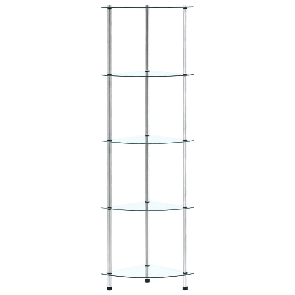 5Patrová Police Průhledná 30 × 30 × 130 Cm Tvrzené Sklo