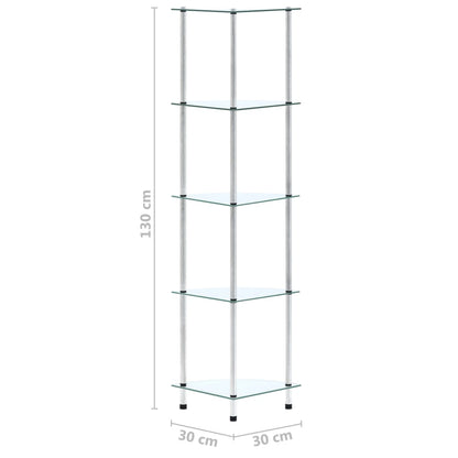 5Patrová Police Průhledná 30 × 30 × 130 Cm Tvrzené Sklo