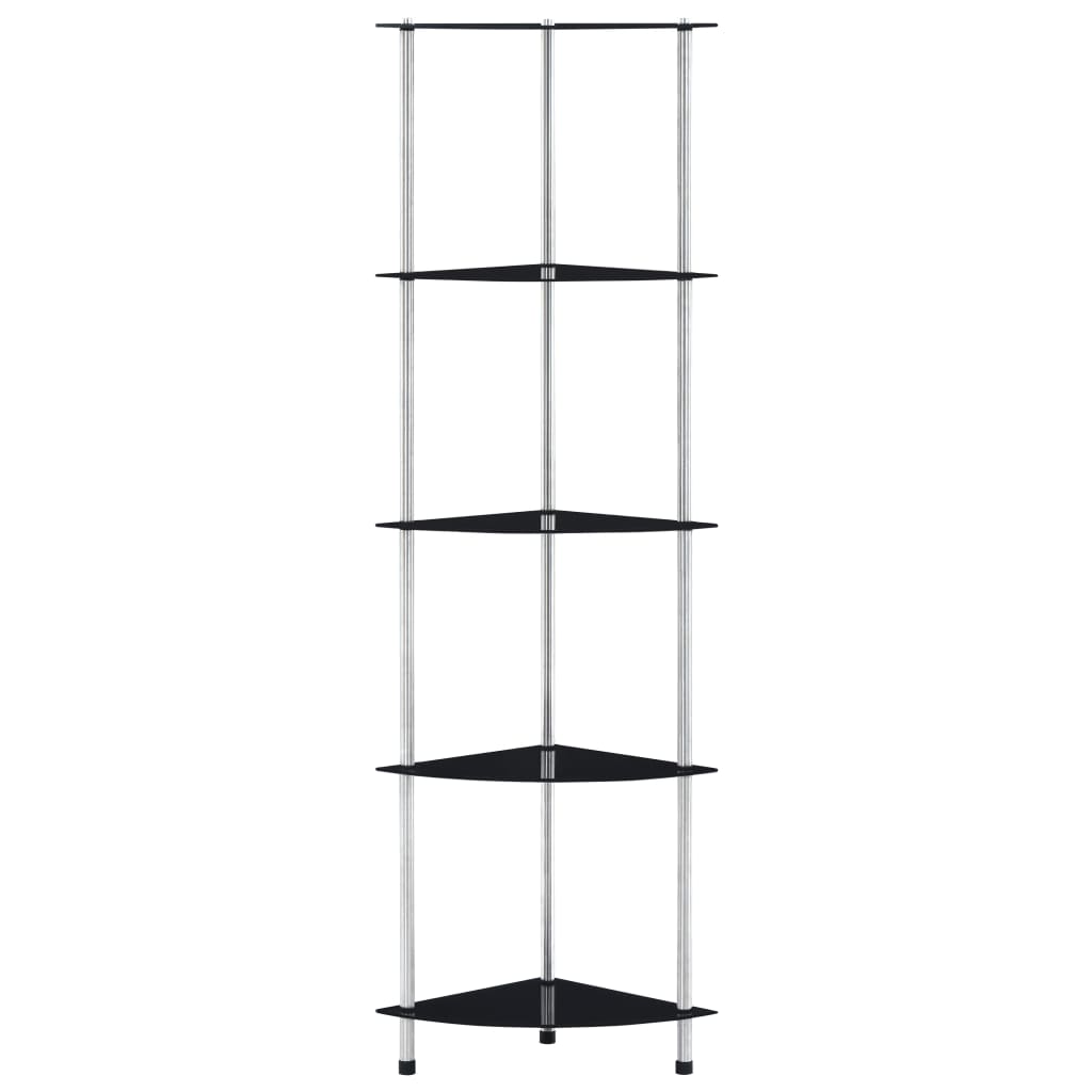 5Patrová Police Černá 30 × 30 × 130 Cm Tvrzené Sklo