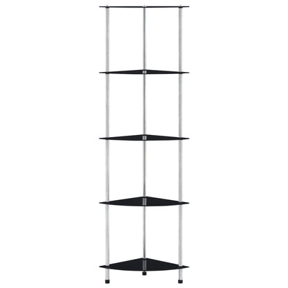 5Patrová Police Černá 30 × 30 × 130 Cm Tvrzené Sklo