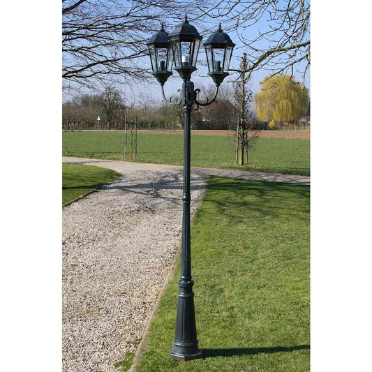 Zahradní Lampa Brighton Se 3 Rameny, 230 Cm, Tmavě Zelená / Černá