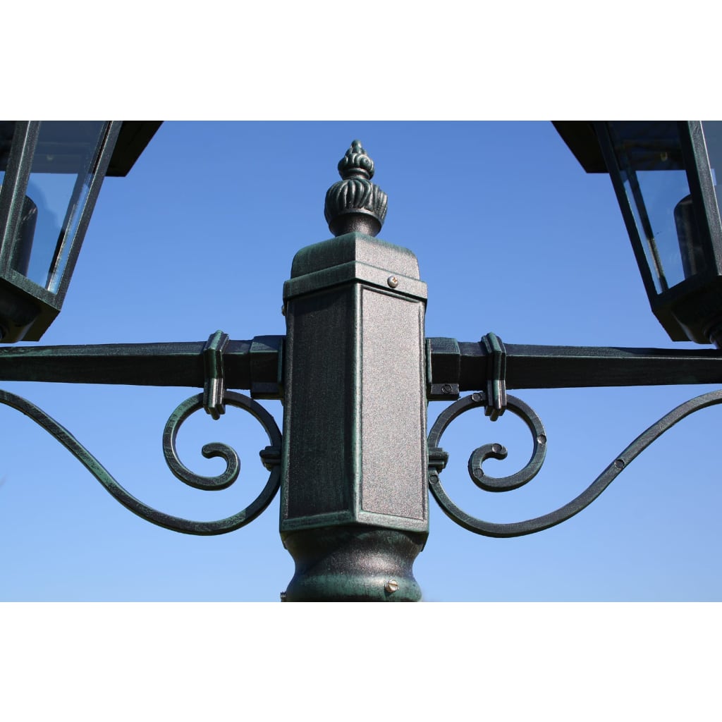 Zahradní Lampa Vysoká 2 Ramena 215 Cm Tmavě Zelená/Černá Hliník