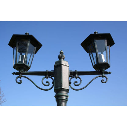 Zahradní Lampa Vysoká 2 Ramena 215 Cm Tmavě Zelená/Černá Hliník