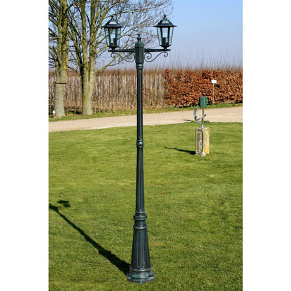Zahradní Lampa Vysoká 2 Ramena 215 Cm Tmavě Zelená/Černá Hliník
