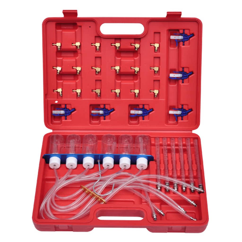 Průtokoměr Pro Dieselové Motory Common Rail Se Sadou Adaptérů Tmavě Hnědá