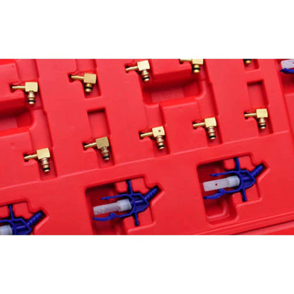 Průtokoměr Pro Dieselové Motory Common Rail Se Sadou Adaptérů Tmavě Hnědá