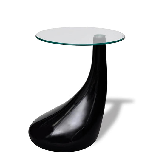 Konferenční Stolek S Kulatou Skleněnou Deskou Černý Vysoký Lesk