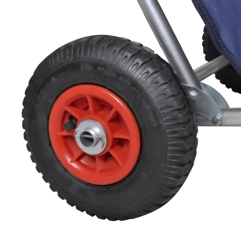 Skládací Přenosný Plážový Vozík S Kolečky, Modrý