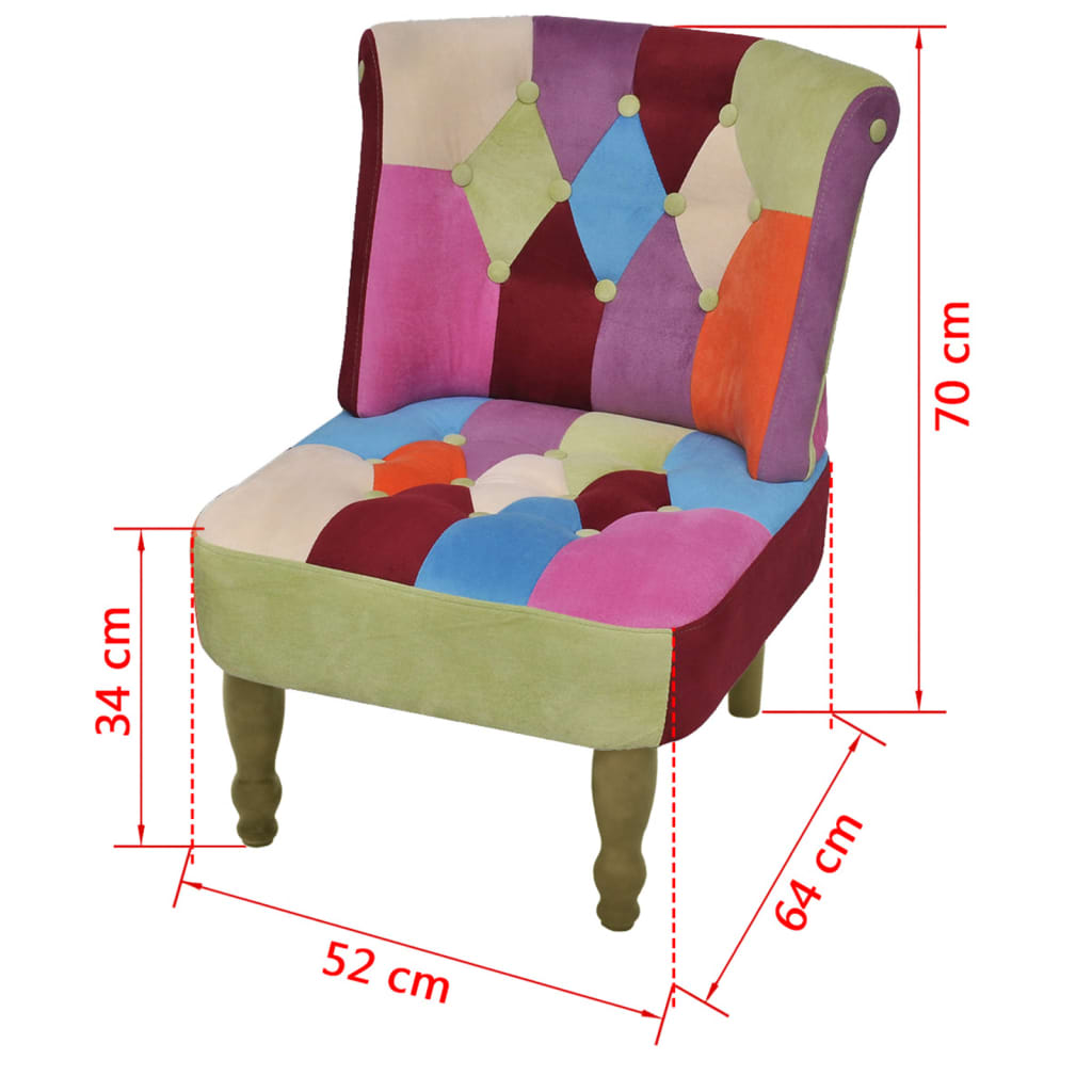 Francouzské Křeslo Patchwork Textil