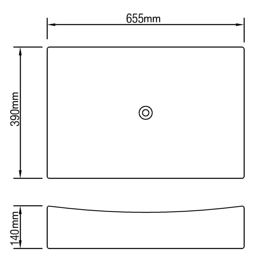 Obdelníkové Keramické Umyvadlo S Vysokým Leskem - Bílé