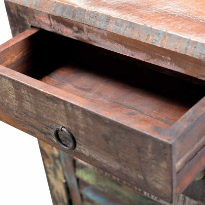 Koncový Stolek S 1 Zásuvkou A Dvířky Recyklované Dřevo