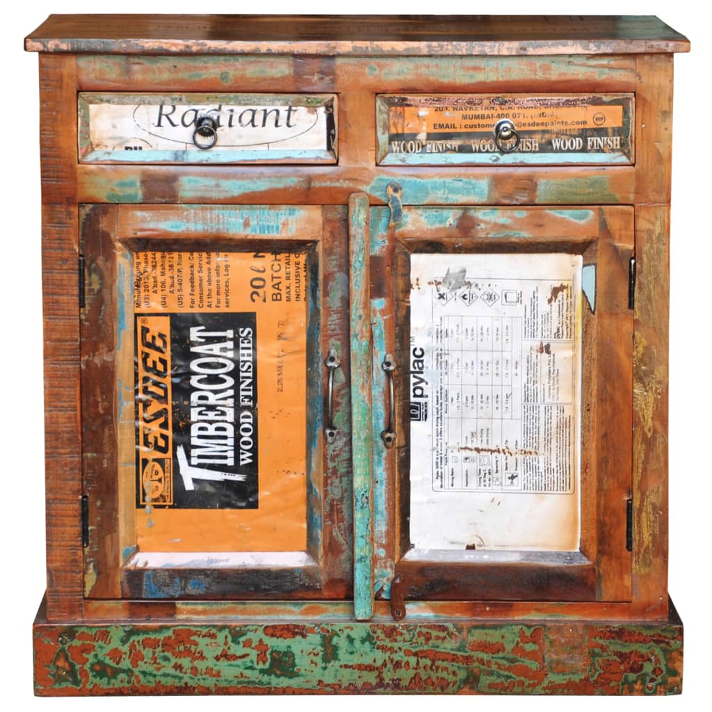 Příborník 2 Zásuvky A Dvířka Vintage Masivní Recyklované Dřevo