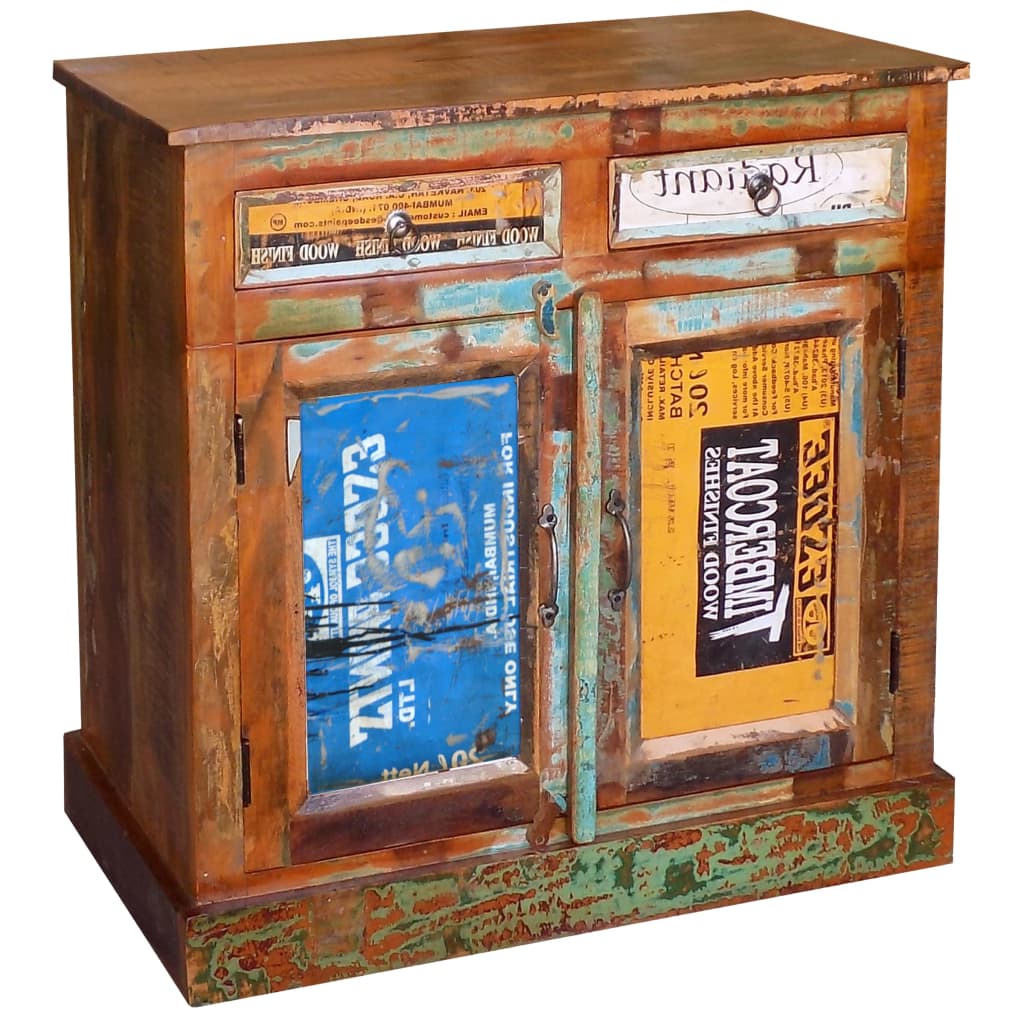 Příborník 2 Zásuvky A Dvířka Vintage Masivní Recyklované Dřevo