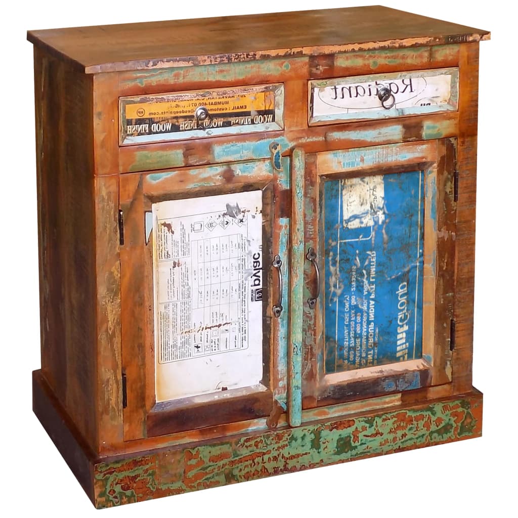 Příborník 2 Zásuvky A Dvířka Vintage Masivní Recyklované Dřevo