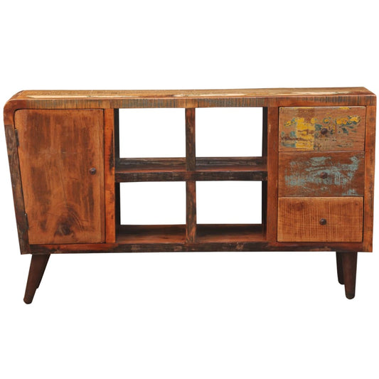 Skříňka S Dvířky, 4 Policemi A 3 Zásuvkami Recyklované Dřevo