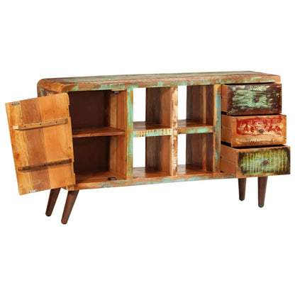 Skříňka S Dvířky, 4 Policemi A 3 Zásuvkami Recyklované Dřevo