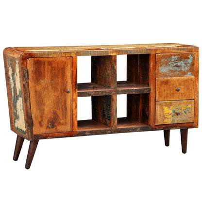 Skříňka S Dvířky, 4 Policemi A 3 Zásuvkami Recyklované Dřevo