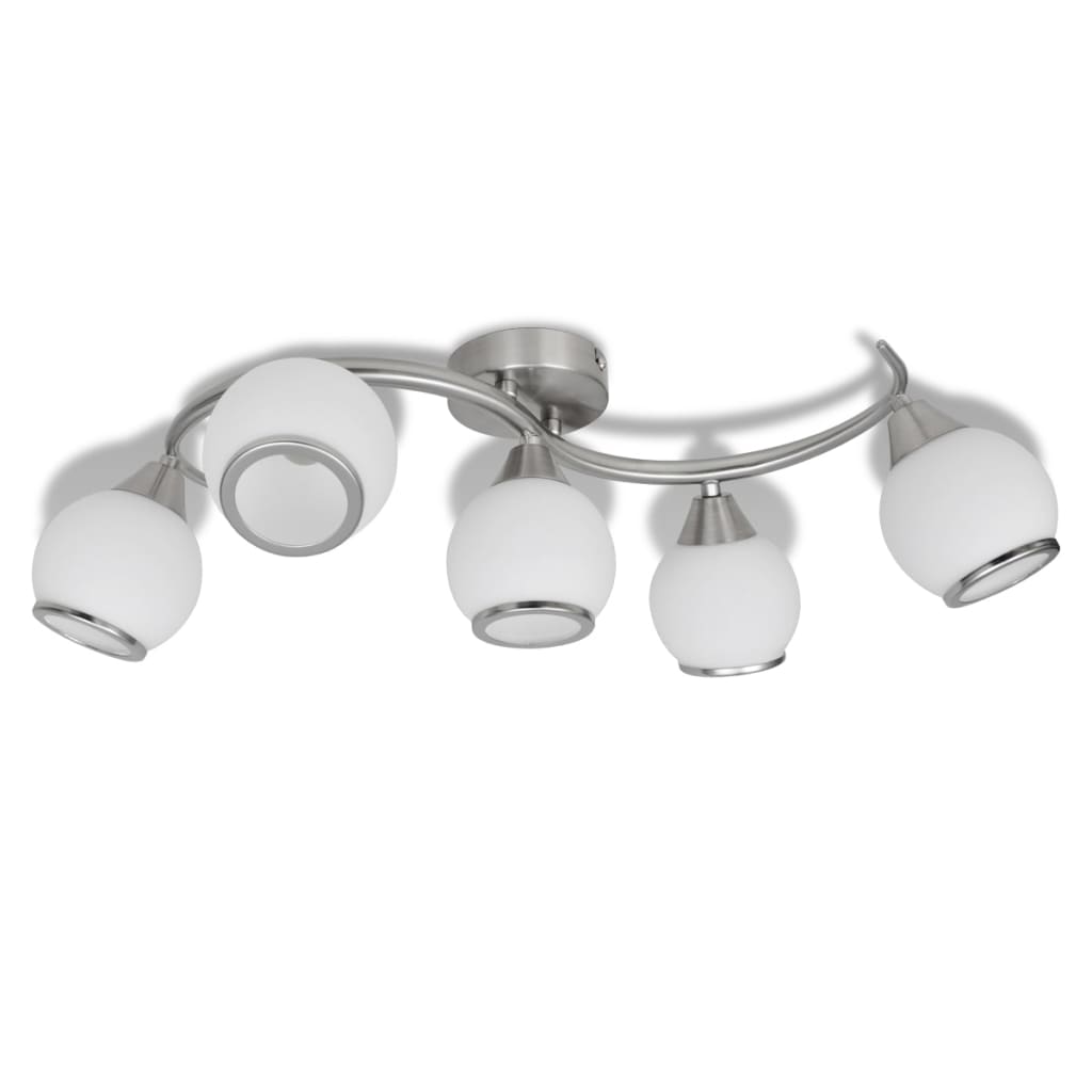 Stropní Svítidlo Se Skleněnými Stínidly Na Zvlněné Kolejnici